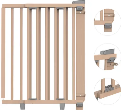 Produktbild von GEUTHER® Türschutzgitter Oris zum Anschrauben | Schutzgitter Barrierefreier Durchgang | Babyschutzgitter Holz | Breite: 78,5-133 cm