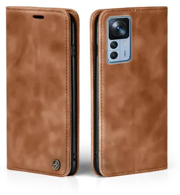 Produktbild von Handy Hülle für Xiaomi 12T / 12T Pro Klapphülle Bookcase Flip Cover Handy Tasche Etui Farbe: Hellbraun