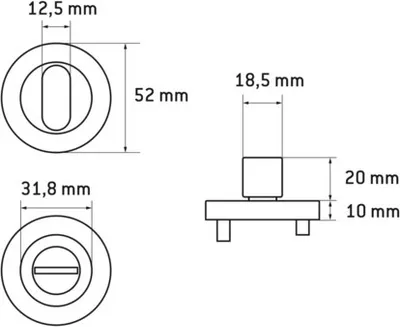 Produktbild von Rosettenpaar Edelstahl für Bad + WC Türen Ø 52 mm