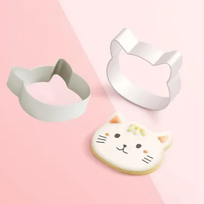 Productafbeelding van Koekjesvorm kattenkop, roestvrij staal, 5,6 x 1,6 cm