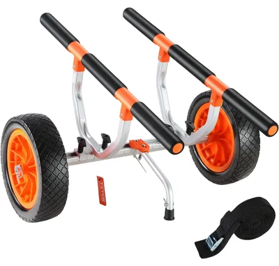 Produktbild von VEVOR Schwerlast-Kajakwagen, 145 kg Tragfähigkeit, abnehmbarer Kanu-Trolley mit 10'' soliden Reifen, verstellbaren Halterungen & rutschfestem Stützfuß, für Kajaks, Kanus, Paddleboards, Schwimmmatten und Jon-Boote, Horizontal-a, 204 kg