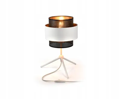 Obrázek produktu pro LUXOLAR Led stolní lampa s vypínačem bílo-černá - Stolní lampa se síťovým vypínačem E27, 60W - Noční lampa do ložnice