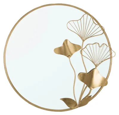 Image de FURNLUX miroir mural fleur or 75cm / Couleur principale : Or / Dimensions : 75 x 72 x 4 cm