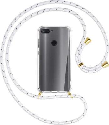 Produktbild von Handykette Backcover-Schutzhülle mit Band (Metall goldfarben) für Xiaomi Mi 8 Lite - weiß/grau