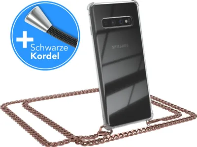 Produktbild von EAZY CASE Metall Handykette für Samsung Galaxy S10, Handyhülle mit Umhängeband, Silikonhülle, Metallkette für Smartphone in Rosa