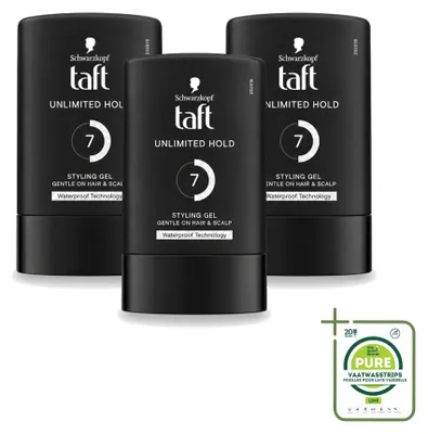Zdjęcie produktu dla 3 sztuki Taft Men Power Styling Gel Unlimited Hold 7 - opakowanie po 300 ml - zestaw