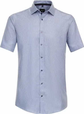 Produktbild von VENTI Herren Businesshemd Kurzarm Kent Modern-Fit Blau Struktur 39