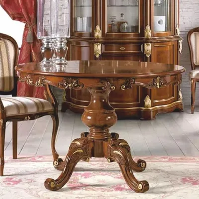 Produktbild von Casa Padrino Luxus Barock Esstisch Braun / Gold 100-140 cm -  Italy