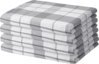 Produktbild von 4er Set Geschirrtücher 50x70 cm 100% Baumwolle 70g Spühltuch Küchentücher Abwaschlappen grau
