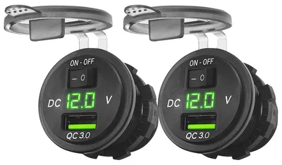 Produktbild von ProRide 12V USB-Einbausteckdose 1x USB 5V/2,4A Schalter Voltmeter, 2 Stk