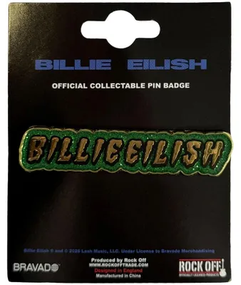 Immagine prodotto di Billie Eilish - Spilla con logo glitterato, spilla RO15511 (taglia unica) (oro/verde)