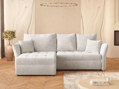 Produktbild von GrainGold Ecksofa L-Form Lino - Ecksofa mit Schlaffunktion, Bettkasten - Moderne Ecksofa, Wohnzimmer Sofa - Eckcouch mit Chenillestoff - Dunkelbeige (Vinci 28)