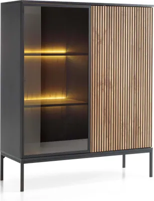 Obrázek produktu pro FURNLUX Vitrína Sento černá 104 cm / Hlavní barva: hnědá / Rozměry: 104 x 126 x 39 cm