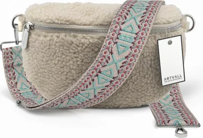 Produktbild von ARTVALL - Umhängetasche Teddy, Klein mit verstellbarem Schultergurt, abnehmbares Taschenband, Crossbody Bag in Beige