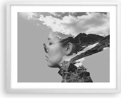 Produktbild von Gerahmtes Poster - Weißer Rahmen - Frau modern schwarz und weiß - 50x40 cm - Wand Bild - Wanddeko - Wandbilder - Kunstposter - Wandposter - Bilderrahmen - Bilder - Kunstdruck - P2WAA50x40-4571