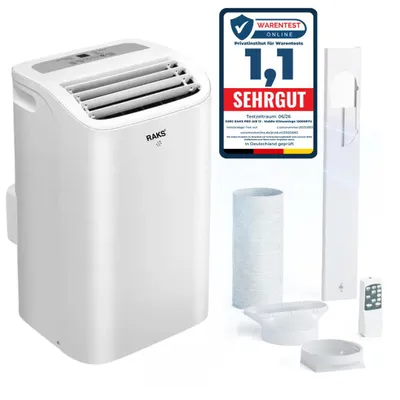 Produktbild von JUNG RAKS PRO AIR 12 Mobile Klimaanlage 3500W 3in1 Klimagerät mobil, 12000BTU, Luftkühler, Ventilator, Fernbedienung, leise & energieeffizient 64dB