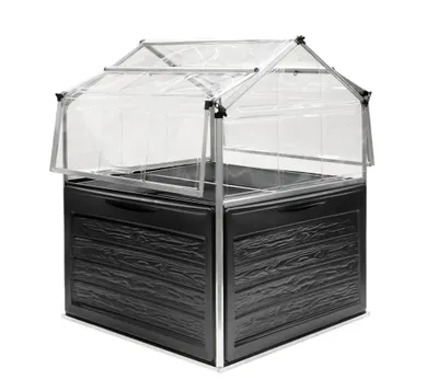 Produktbild von Palram - Canopia Metall Hochbeet mit Gewächshaus Plantino anthrazit 118x118x147 cm