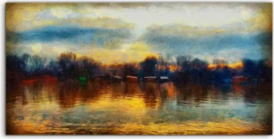 Produktbild von Coloray Canvas 100x50  Wandbild Leinwand Bilder Sonnenuntergang See Himmel Landschaft