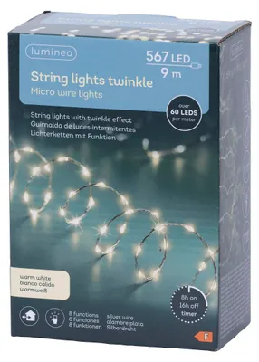 Produktbild von Lumineo Lichterkette STRING LIGHTS TWINKLE 567 LED 9 m, warm weiß
