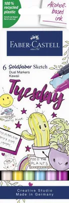 Produktbild von FABER-CASTELL Sketch Marker GOLDFABER 6er Etui Kawaii
