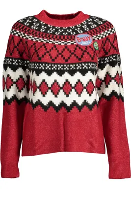 Produktbild von Damen Rollkragenpullover in Rot mit Kontrastdetails und Applikationen