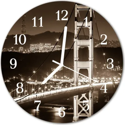 Produktbild von Glasuhr Wanduhr Küchenuhr Echt-Glas 30fi cm Brücke braun