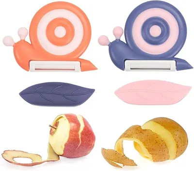 Produktbild von 2er-Set Schneckenschäler mit Keramikmesser – Schäler für Kinder mit rutschfestem Griff | Gemüse- und Obstschäler