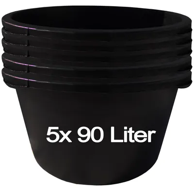 Image de 5 pcs. 90 litres Seau à mortier Seau de construction Seau à mortier Seau à crépi Seau de maçon Seau