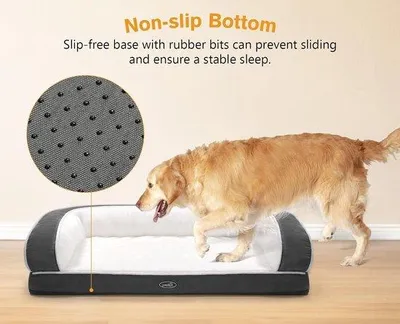 Image de Famanu Hundesofa d'angle orthopédique pour chiens - Gris, L 89 x P 56 x H 18 cm
