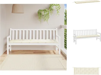 Image de vidaXL Coussin pour banc de jardin blanc crème 180x50x7 cm tissu Oxford - coussin d'assise