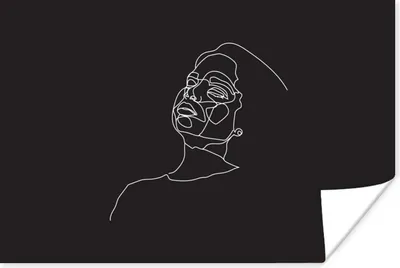 Produktbild von MuchoWow® Poster Frau - Minimalismus - Schwarz - Weiß 90x60 cm - Schlafzimmer
