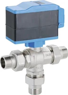 Produktbild von Emmeti Modulo Plus 3-Wege-Kugelhahn 230V mit Gewinde-Verschraubung, 11/4", elektrischer Stellmotor