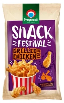 Obrázok produktu pre Przysnacki Snack Festival Zemiakové snacky, vyprážané, s príchuťou grilovaného kuraťa, 100 g