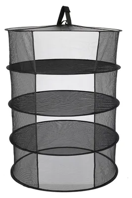 Image de Séchage suspendu en filet pliable, avec 4 niveaux, diamètre de 600 mm, idéal pour les herbes, les fleurs, les bourgeons et les plantes