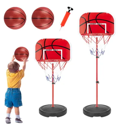 Immagine prodotto di Canestro da basket per bambini, completo di 2 palloni e pompa, con altezza regolabile