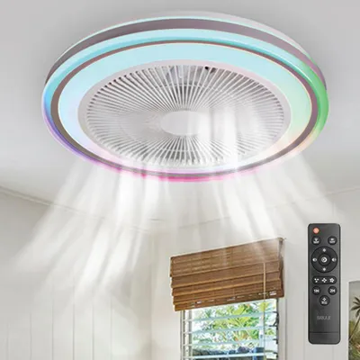 Deckenventilator mit RGB-LED, 80 W, 50 cm, Fernbedienung, Timer