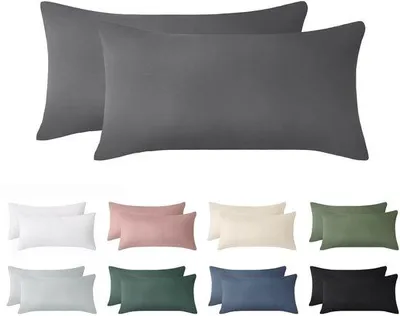 Obrázok produktu pre Ibenzoa® Sada 2 vankúšových poťahov, 40 x 80 cm – 100% predpraná bavlna, skrytý zips, sivá farba