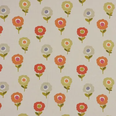 Produktbild von Dekostoff Meterware Fryetts Englischer Baumwollstoff beige orange