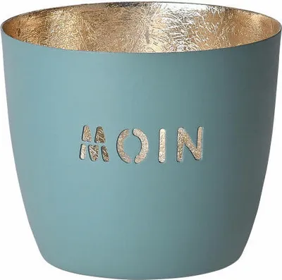 Immagine prodotto di Gift Company Windlicht Madras Moin M, Teelichthalter, Kerzenhalter, Eisen, Powder Blue, Gold, 8.5 cm, 1031004063