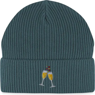Produktbild von Spreadshirt Sektgläser Stickerei Fisherman Beanie Bio Mütze, One size, Dunkles Petrol