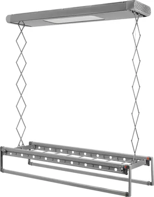 Produktbild von Elektrischer Decken-Wäschetrockner - Teleskop-Deckenlift - Mit Fernbedienung - Auszug 130–215 cm - Breite 56 cm - Absenkhöhe 110 cm - Tragkraft 35 kg - 8 Stangen - Hellgrau