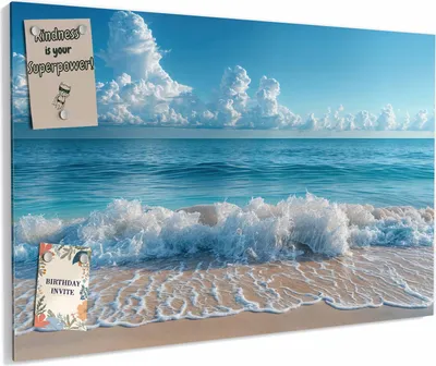 Produktbild von Magnettafel 60x40cm magnetisch & beschreibbar Metall-Board - Meereswellen