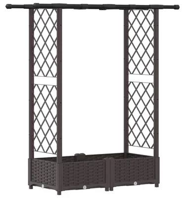 Zdjęcie produktu dla Podniesione łóżko z kratką i dachem brązowy 122,5 x 40 x 121 cm
