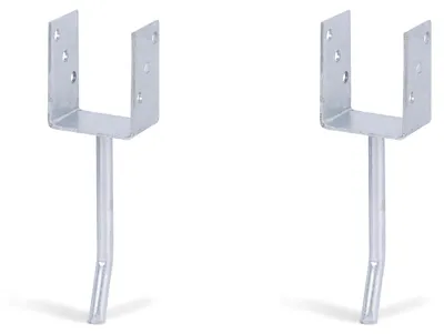 Produktbild von Alberts 2 x U-Pfostenträger mit Rundstahl-Betonanker, 81x104 mm, Betonanker 200 mm, feuerverzinkt, zum Einbetonieren