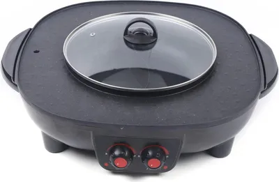 Image de Hotpot électrique avec grill, appareil de table 4000 W, 2 niveaux de puissance, 3-4 L, revêtement antiadhésif, idéal pour BBQ à la maison & Hotpot