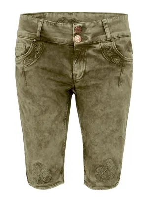 Produktbild von Bermudahose HENDRINA mit Stickereien, breitem Bund, Ziernähten und Eingrifftaschen