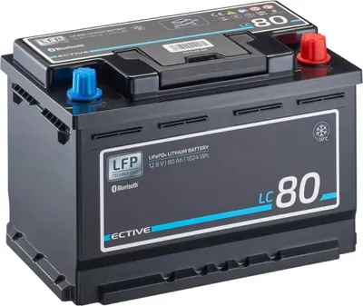 Produktbild von ECTIVE LC 80 LT 12V LiFePO4 Lithium Versorgungsbatterie 80 Ah - 0% nach §12 Abs. 3 UstG