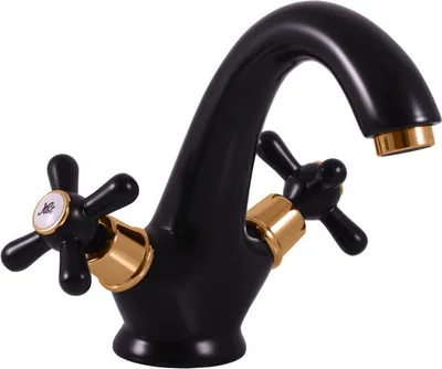 Image de MORAVA RETRO - Mélangeur lavabo sans vidange, Noir mat/Doré MK128.0CMATZ, RAV Slezák