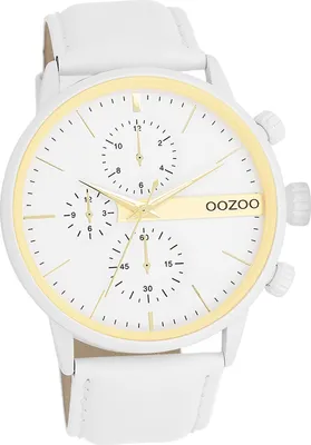 Produktbild von Oozoo Leder Herren Uhr Analog Quarzuhr Armband weiß Timepieces D2UOC11313