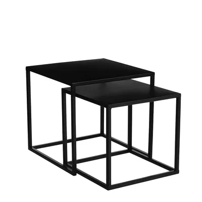 Produktbild von Mica Decorations Goa Beistelltisch - 2er-Set - L35 x B35 x H33 cm - Metall - Schwarz